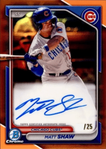 MLB Future Watch: Matt Shaw Baseball Cards, Chicago Cubs